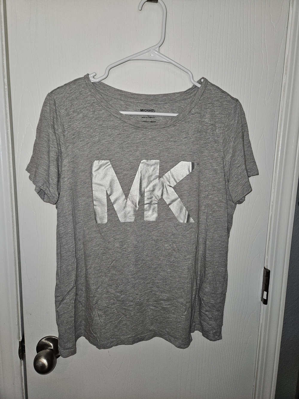 Michael Kors Gray Short Sleeve Tee with Silver MK Logo
